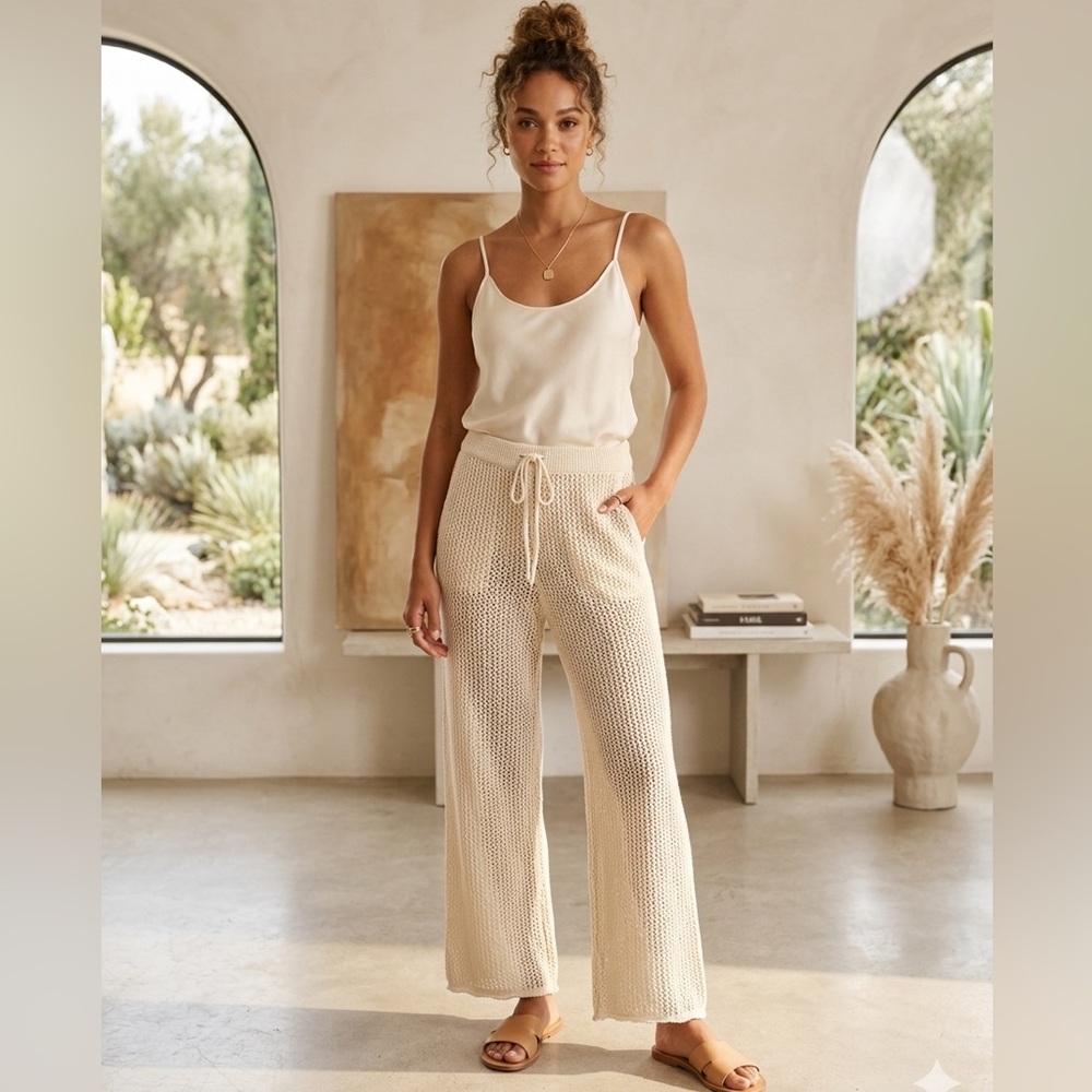 Take 50% OFF Willow & Wind Cream Knit Pants, size-L